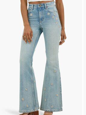 Lee High Rise Daisy Print Flare Jeans NWT 33M